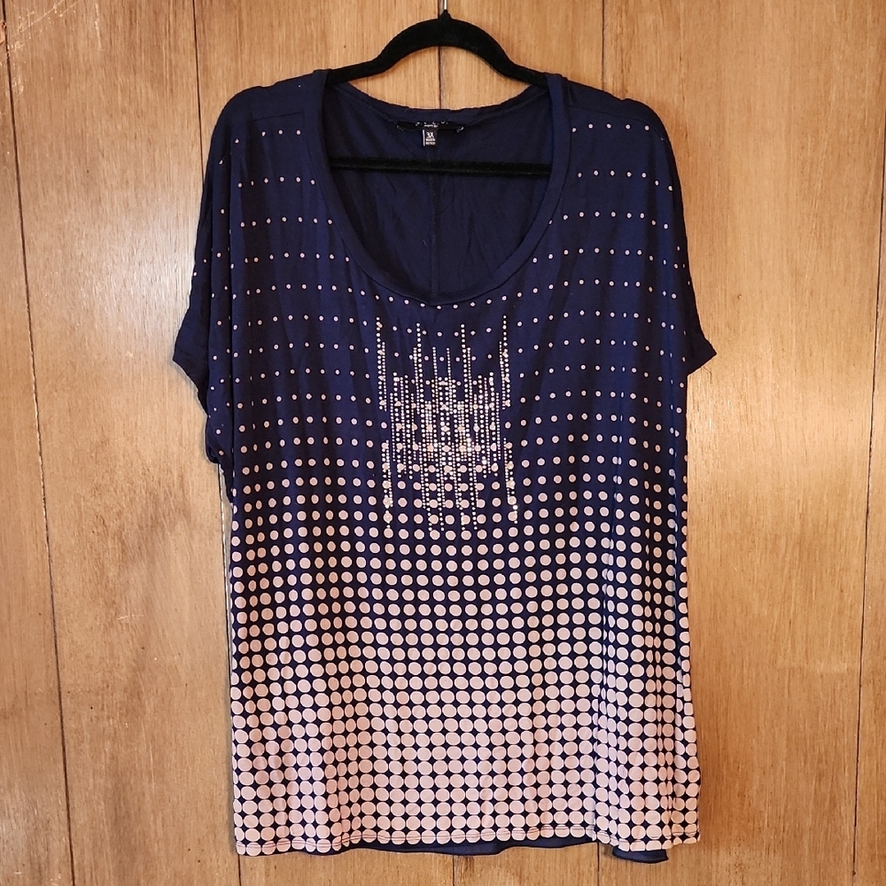 B.L.E.U. Blue and Tan Graphic Relaxed T-Shirt